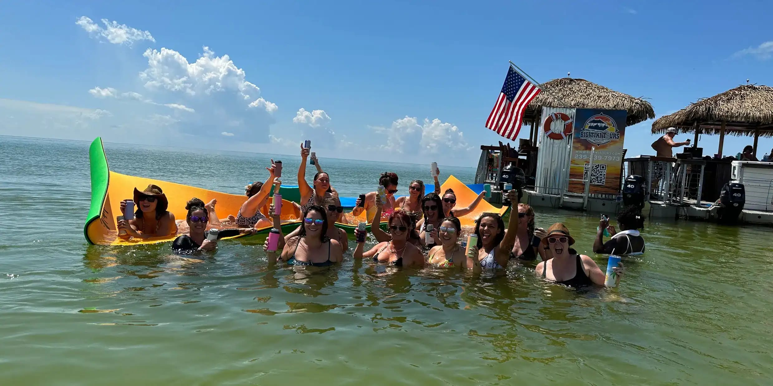 Group celebrating on a private bareboat charter